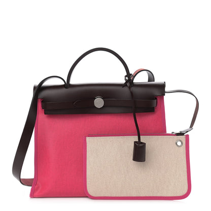 Hermes Toile H Berline Vache Hunter Herbag Zip 31 PM Rouge Sellier Rose Shocking 1 of 12