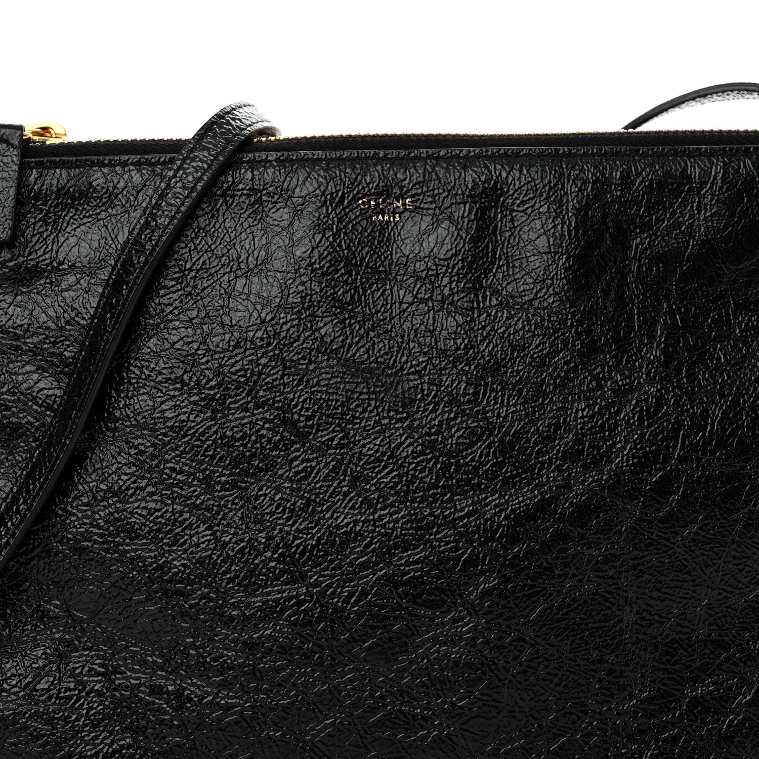 Celine Shiny Goatskin Large Trio Crossbody Bag Black 9 of 13