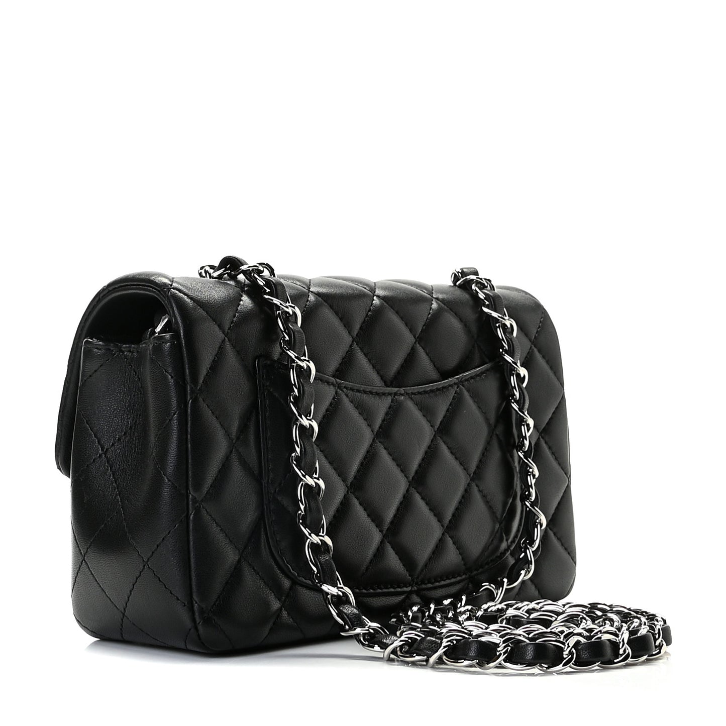 Lambskin Quilted Mini Rectangular Flap Black