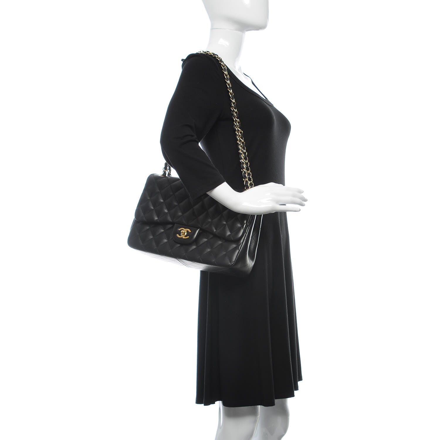 Chanel Lambskin Quilted Jumbo Double Flap Black 2 of 11