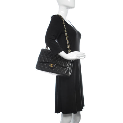 Chanel Lambskin Quilted Jumbo Double Flap Black 2 of 11