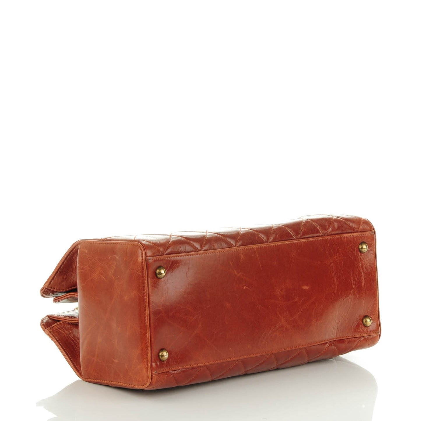 Calfskin Quilted Small Perfect Edge Tote Camel