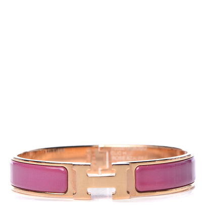 Hermes Enamel Narrow Clic Clac H Bracelet GM Rose Azalee 1 of 5