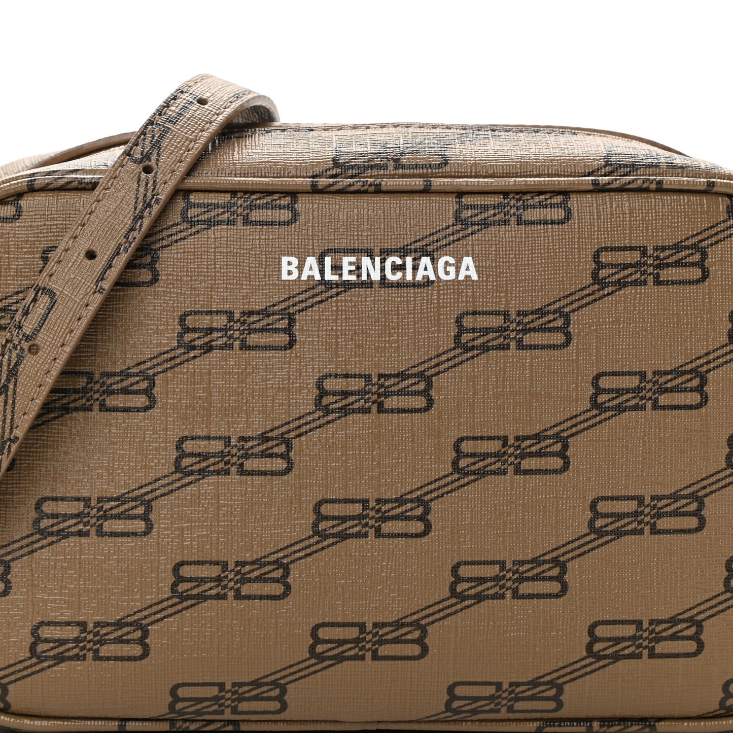 Coated Canvas BB Monogram Small Signature Camera Bag Beige Brown