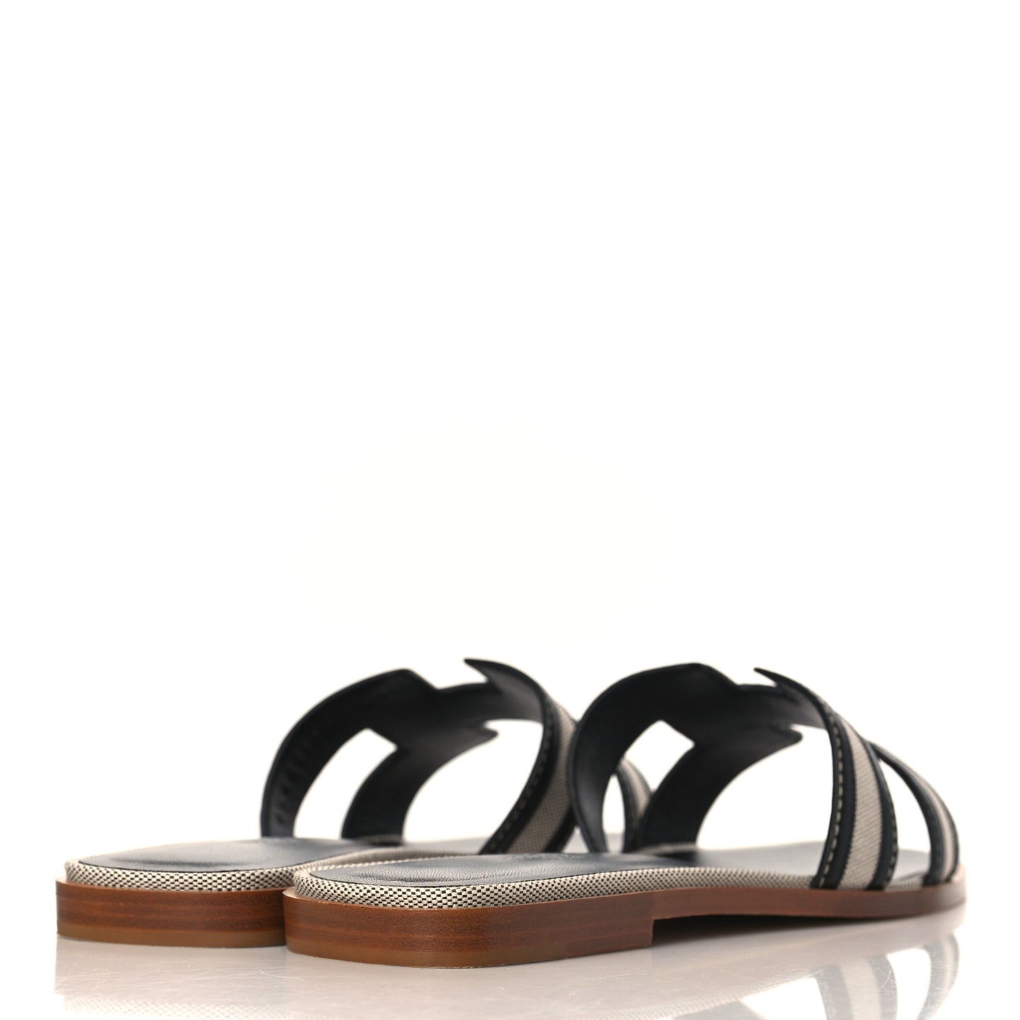 Calfskin Canvas Oran Sandals 39.5 Black