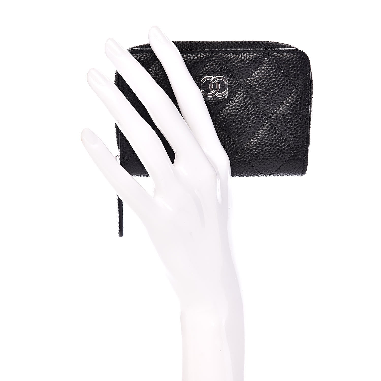 Chanel Caviar Quilted Zip Coin Purse Black 2 of 8