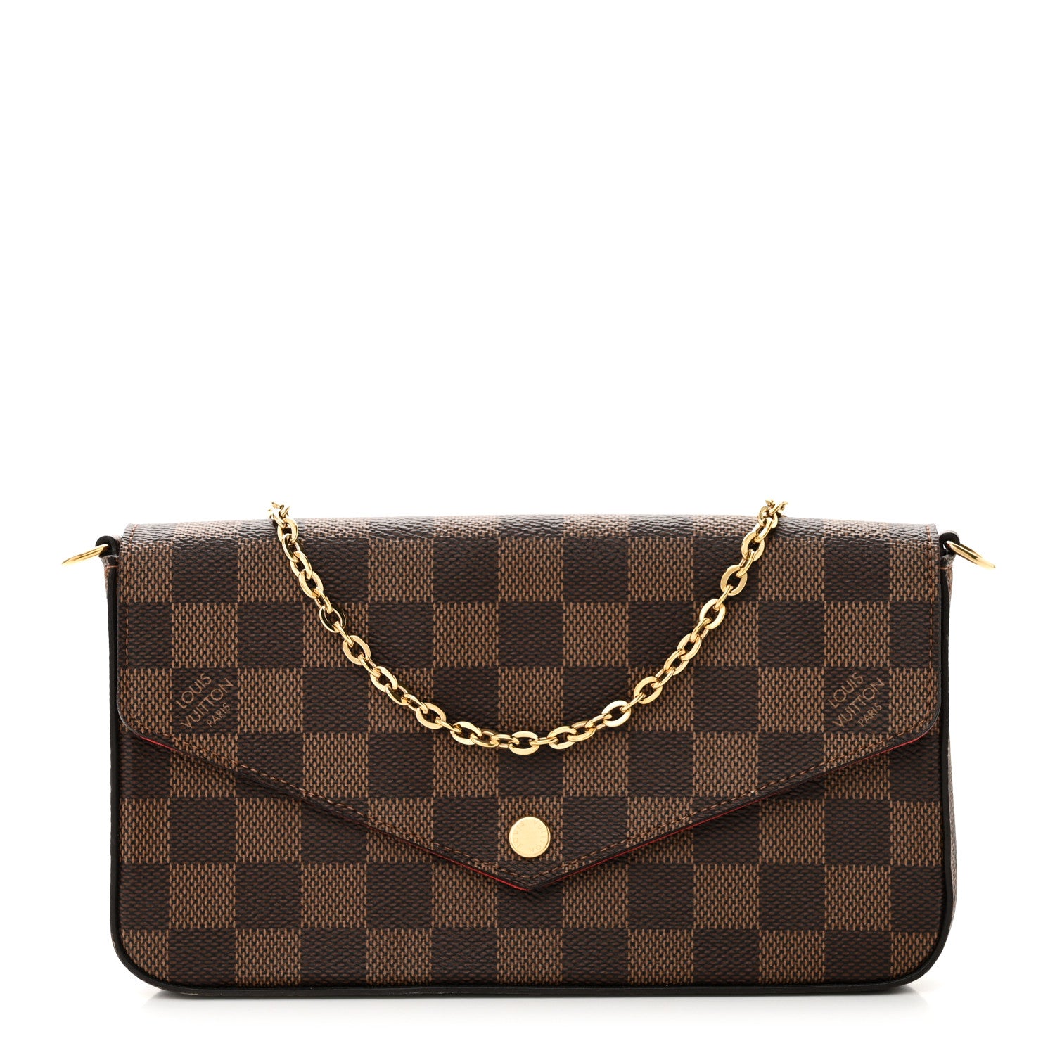 Louis Vuitton Damier Ebene Pochette Felicie Chain Wallet 1 of 10