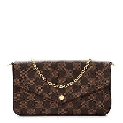 Louis Vuitton Damier Ebene Pochette Felicie Chain Wallet 1 of 10