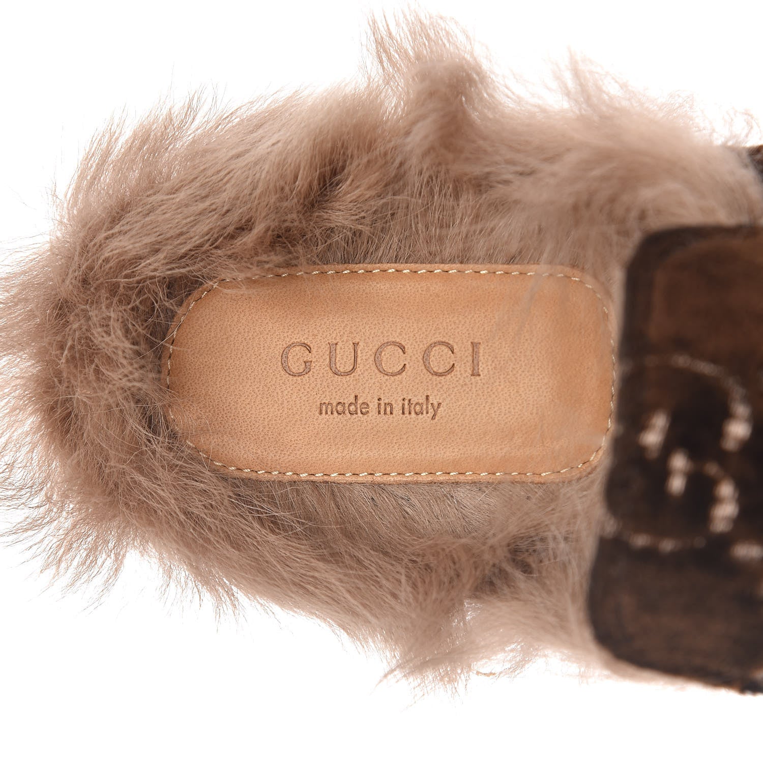 Gucci Velvet GG Monogram Fur Womens Princetown Slippers 35.5 Brown Black Natural 7 of 8