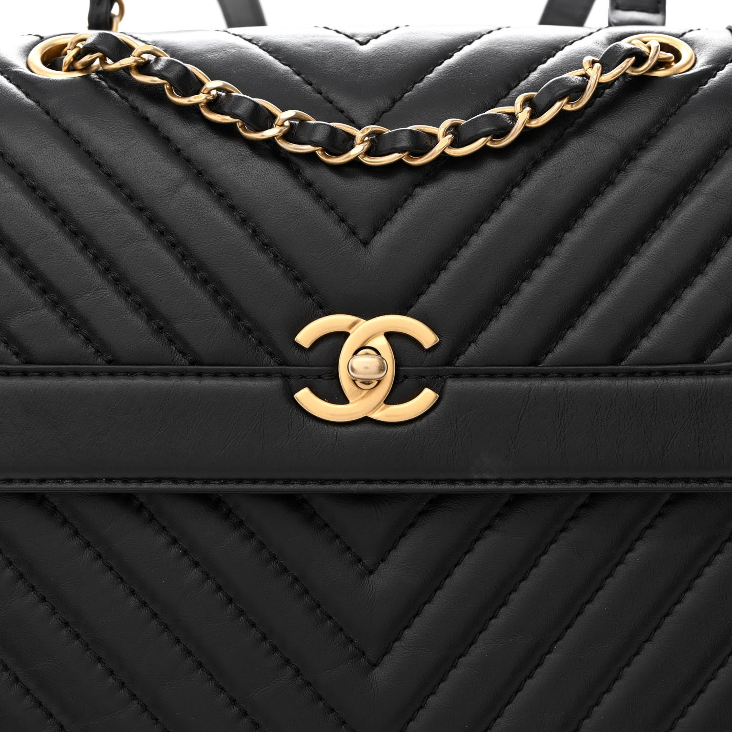 Chanel Aged Calfskin Chevron Quilted Backpack Black 8 of 10