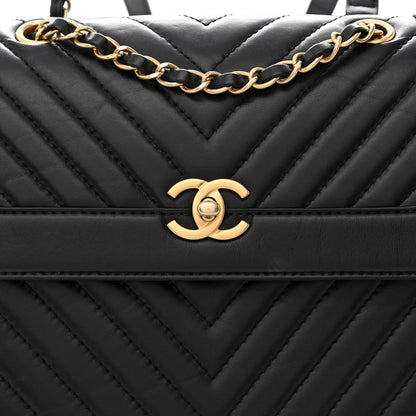 Chanel Aged Calfskin Chevron Quilted Backpack Black 8 of 10