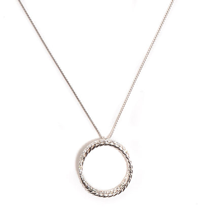 David Yurman Sterling Silver Diamond Crossover Circle Pendant Necklace 1 of 7