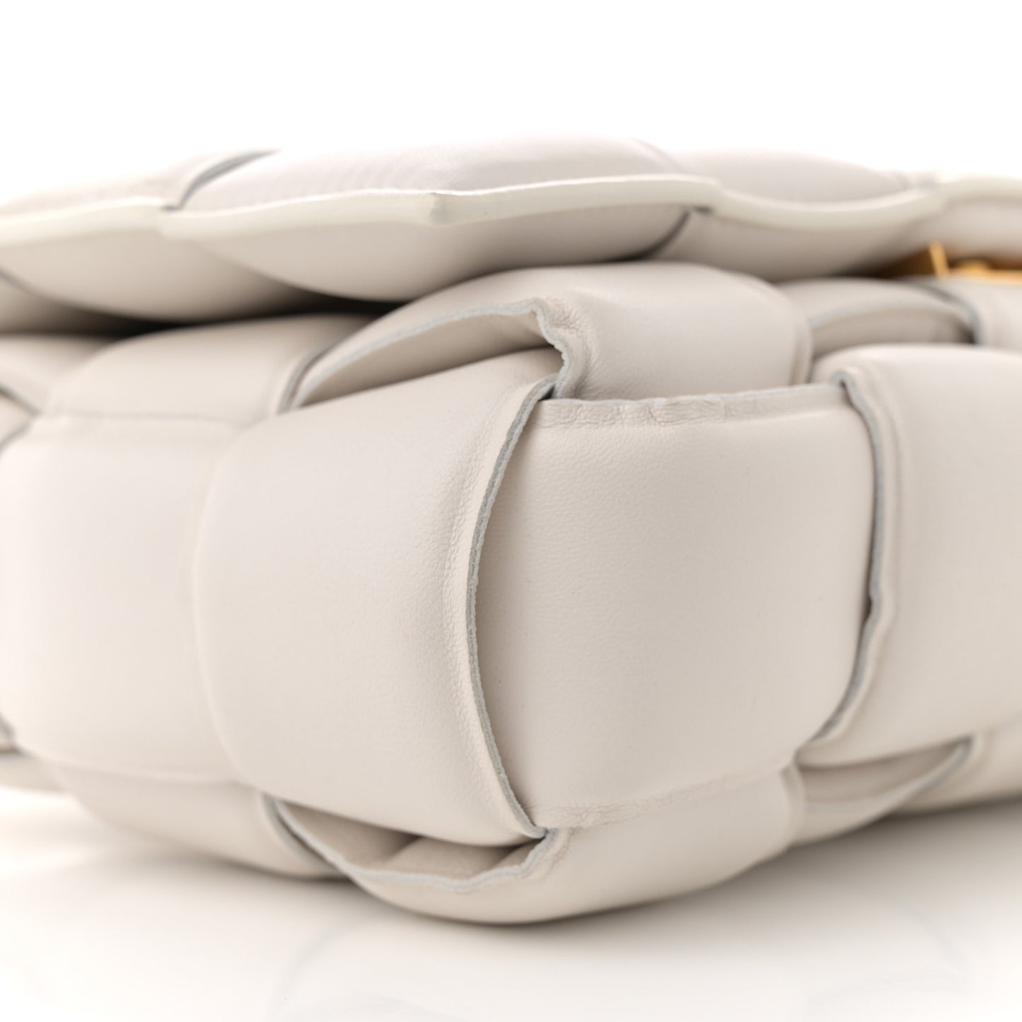 Nappa Maxi Intreccio Padded Cassette Crossbody Bag Chalk