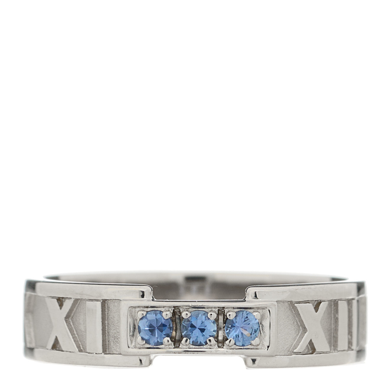 18K White Gold Blue Sapphire Atlas Ring 60 9