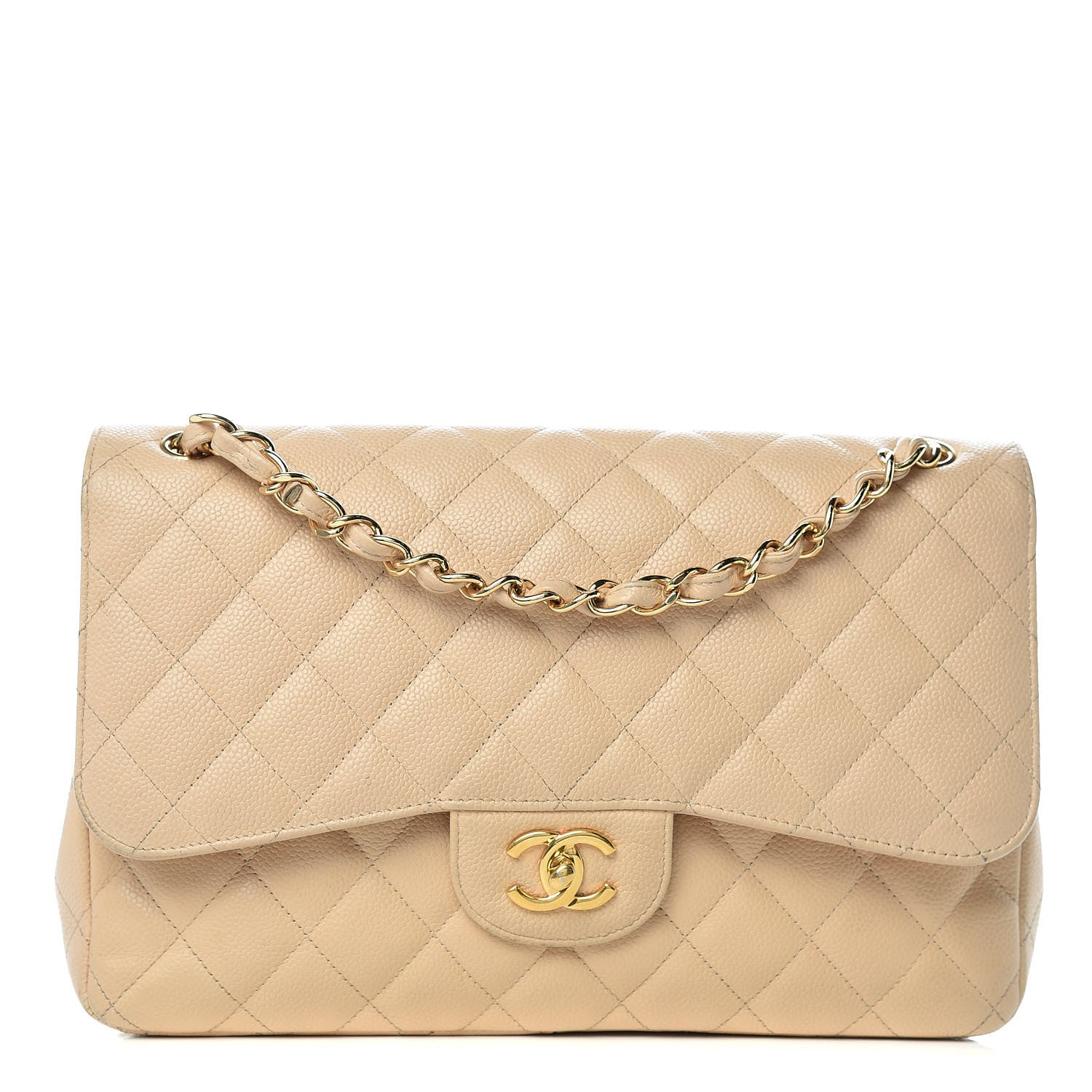 Chanel Caviar Quilted Jumbo Double Flap Beige Clair 1 of 19