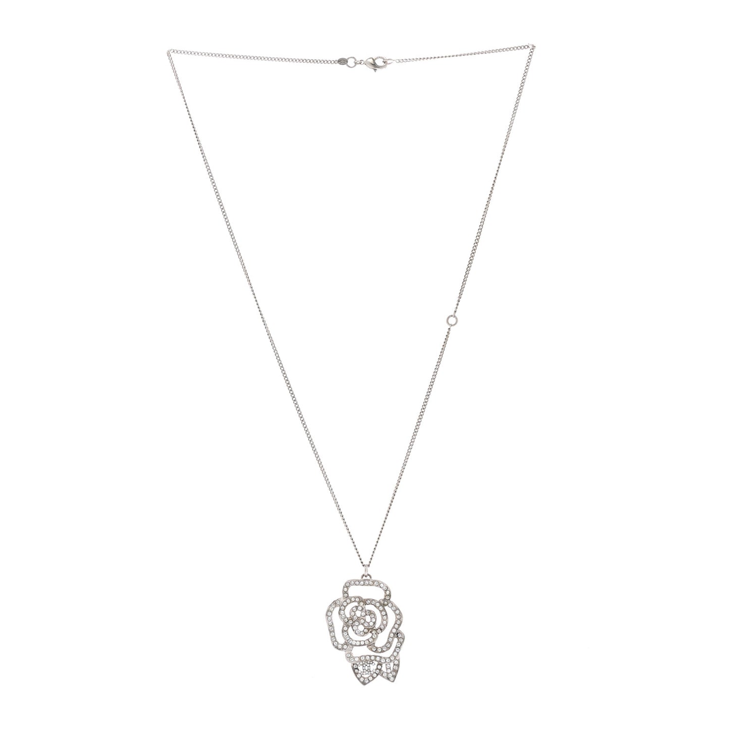 Crystal CC Camellia Necklace Silver