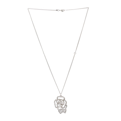 Chanel Crystal CC Camellia Necklace Silver 3 of 6