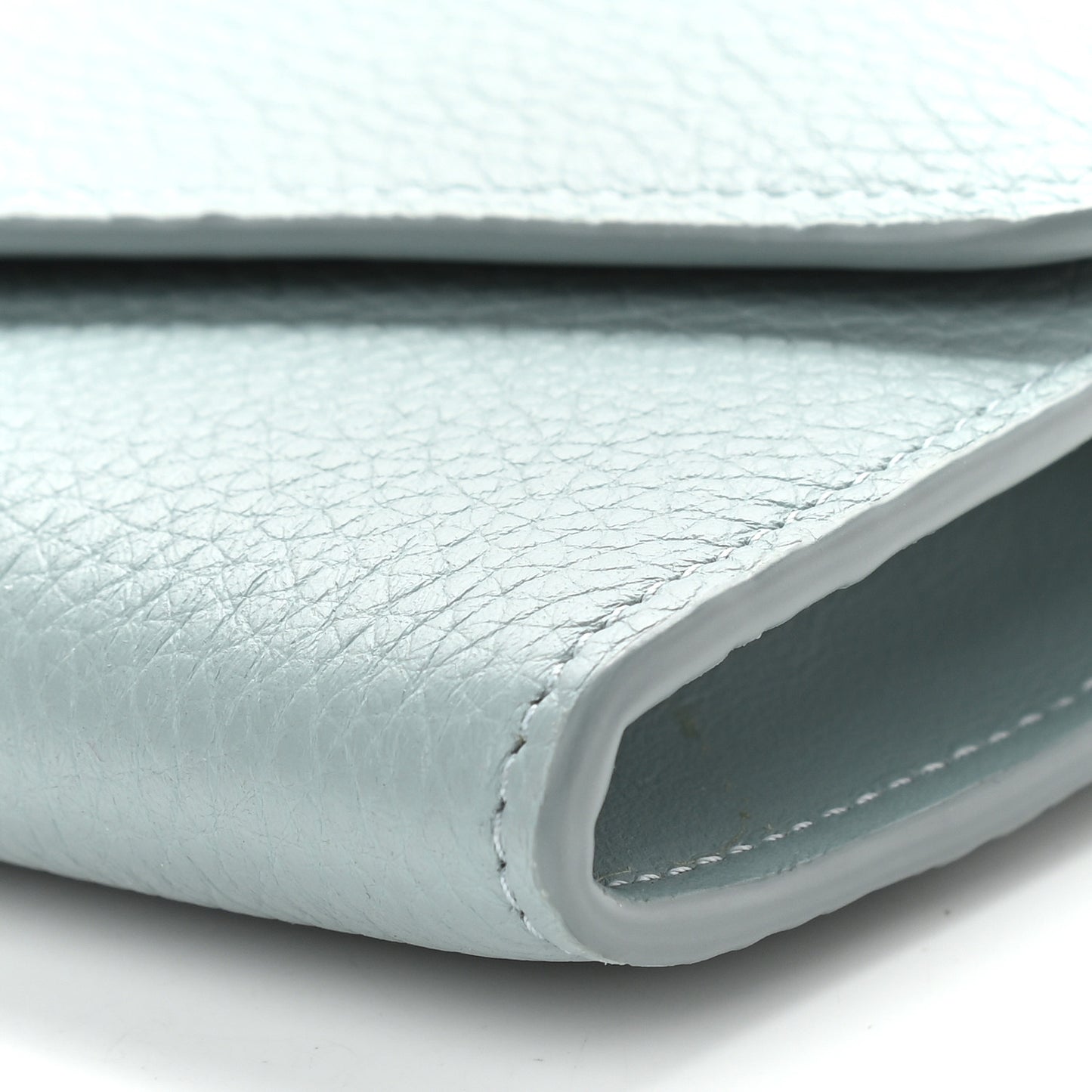 Grained Calfskin Aby Chain Wallet Faded Blue