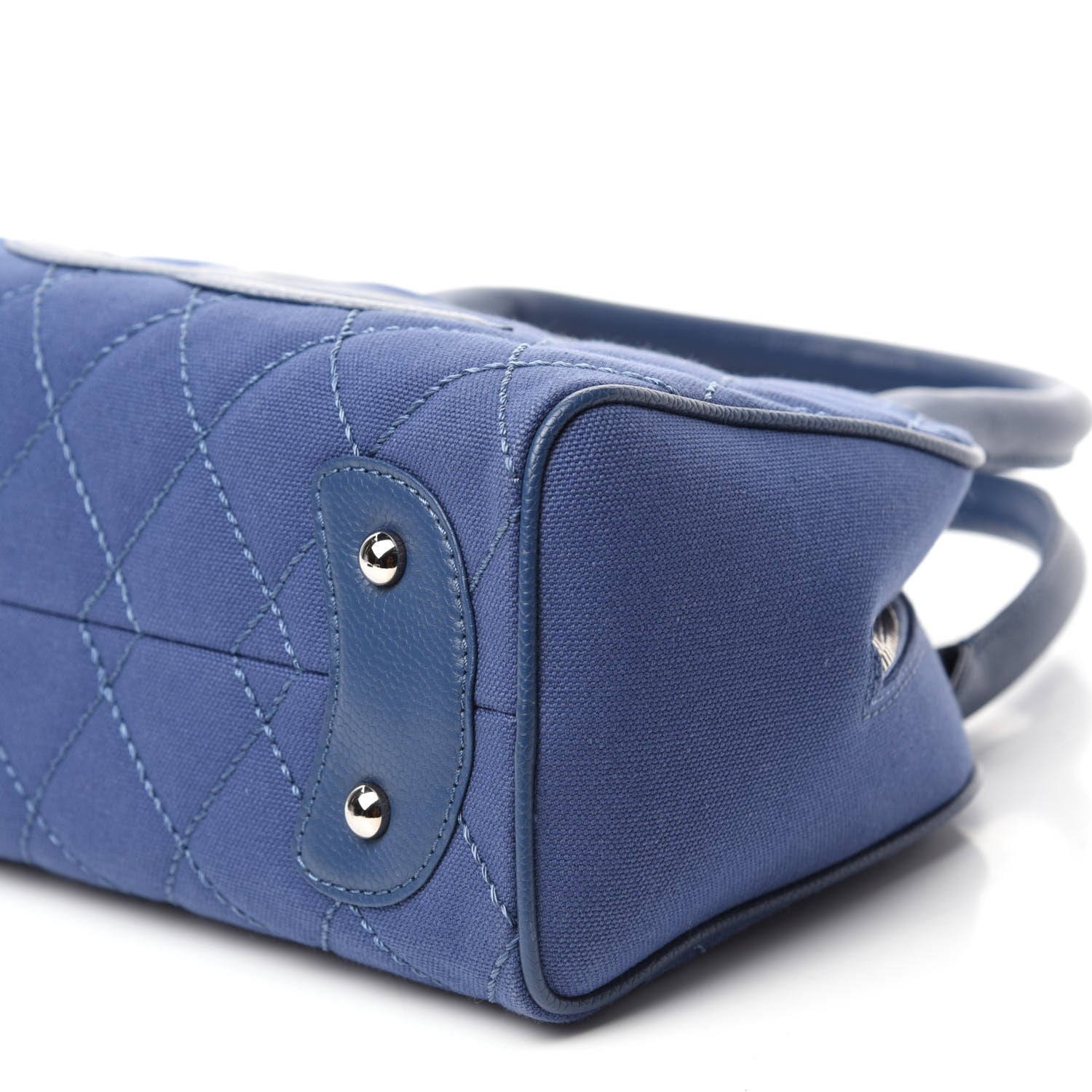 Chanel Canvas Quilted Small Tassel Bowler Blue 7 of 10