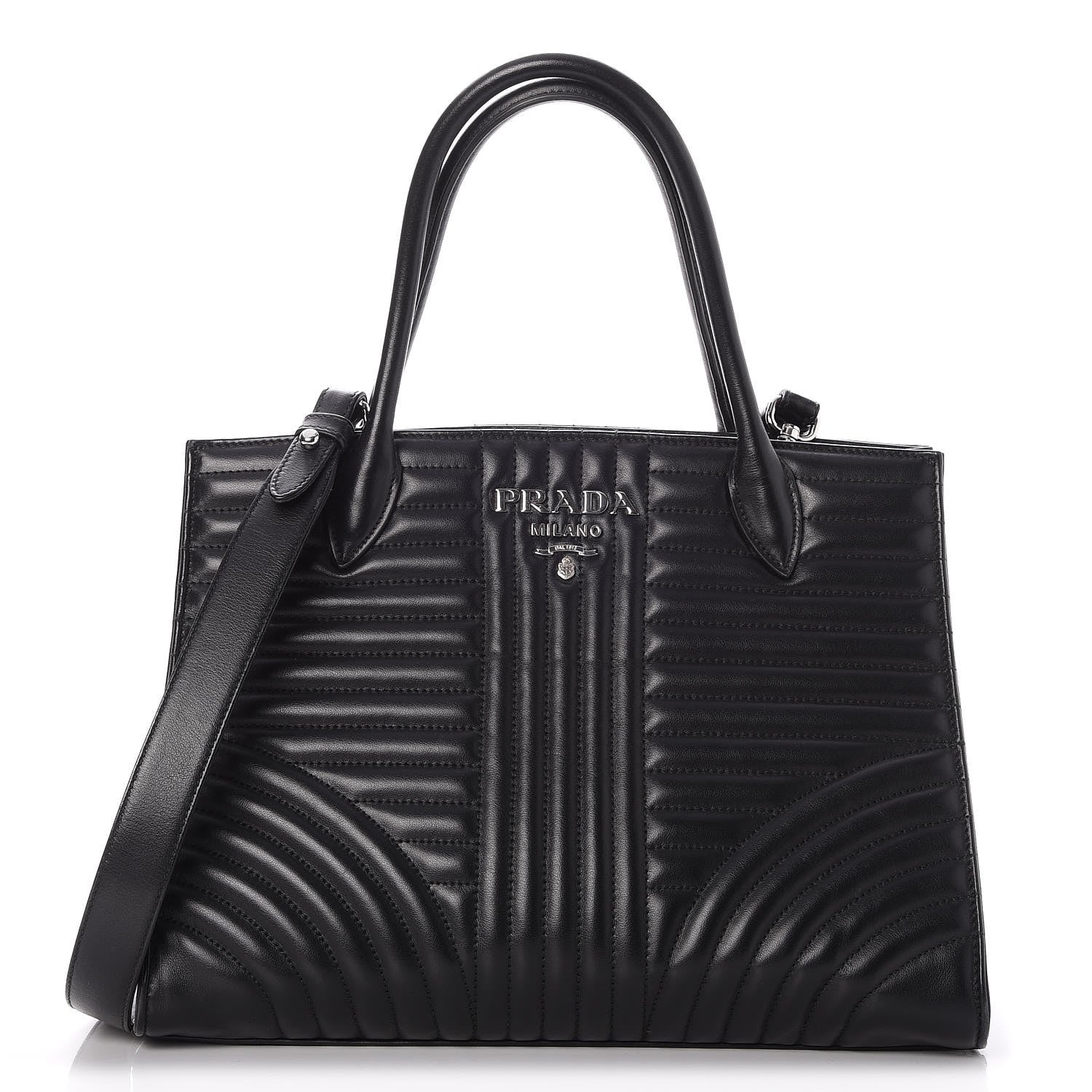 Prada Soft Calfskin Diagramme Handbag Nero Black 1 of 8