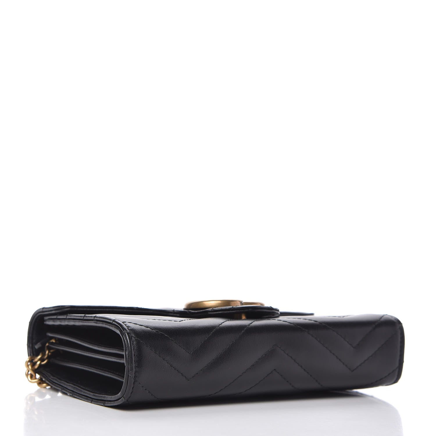 Gucci Calfskin Matelasse GG Marmont Chain Wallet Black 4 of 10