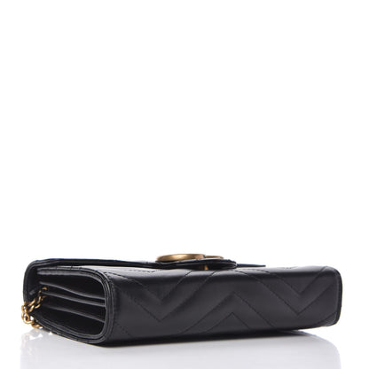 Gucci Calfskin Matelasse GG Marmont Chain Wallet Black 4 of 10