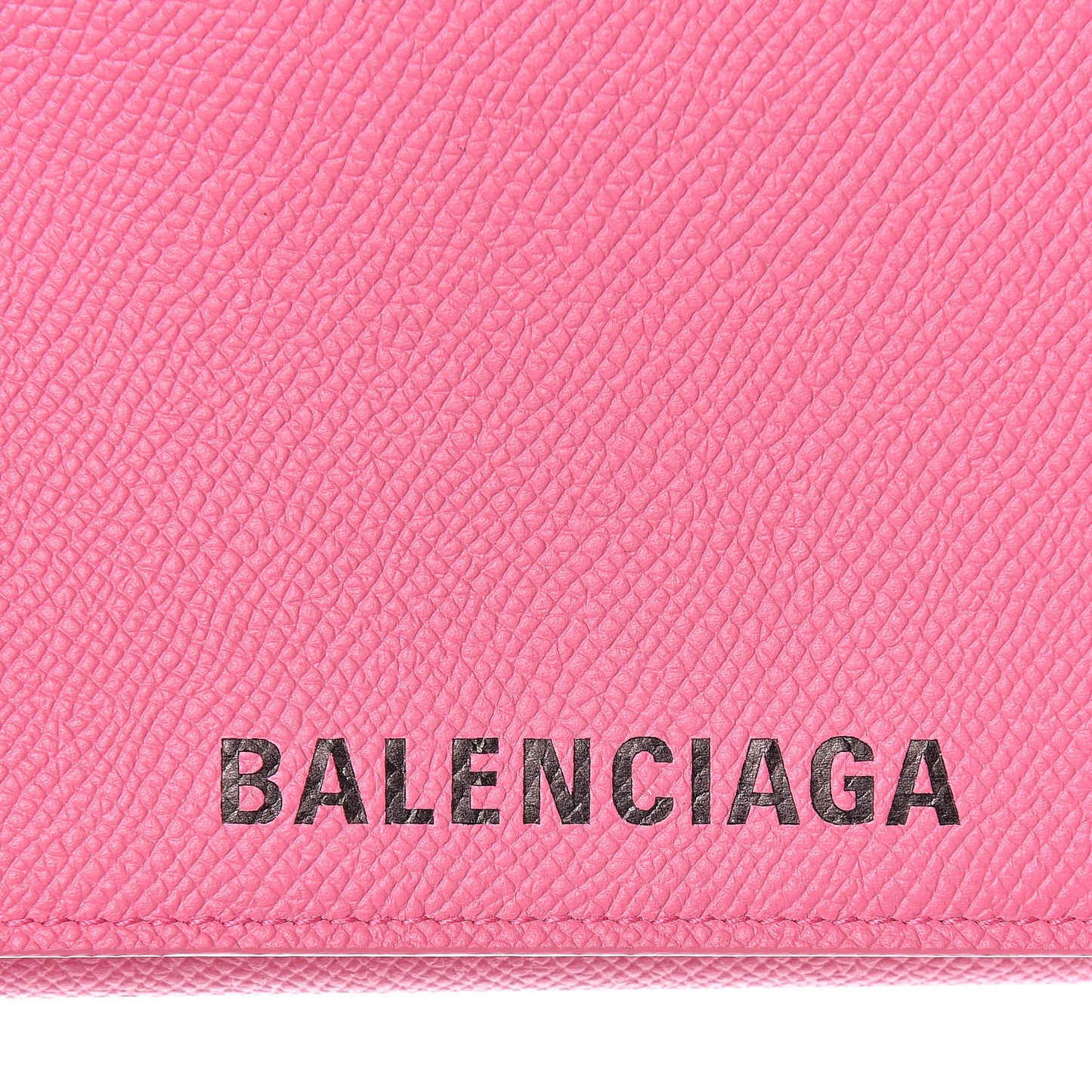 Signature Grained Calfskin Logo Ville Wallet on Chain Bubble Gum Black