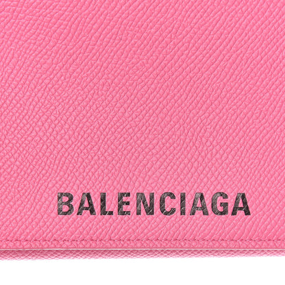 Balenciaga Signature Grained Calfskin Logo Ville Wallet on Chain Bubble Gum Black 11 of 12