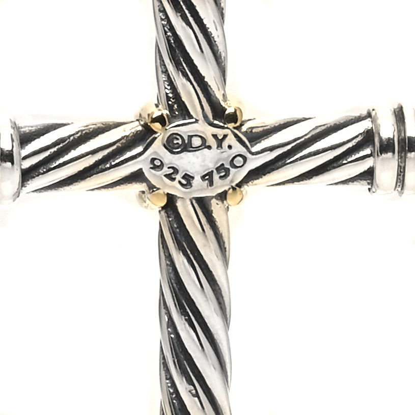 Sterling Silver 18K Yellow Gold 35mm Mens X Cross Pendant