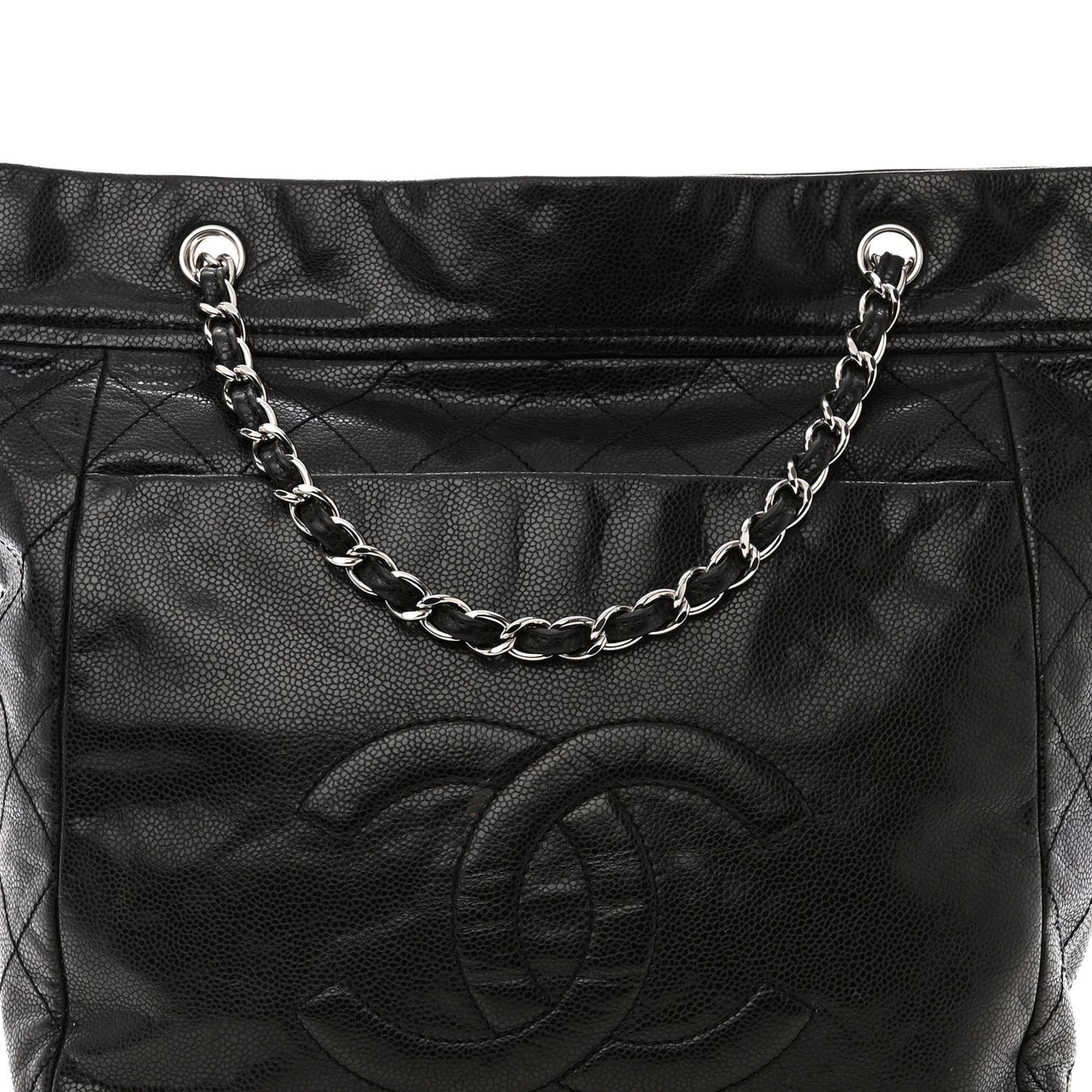 Soft Caviar Large Timeless CC Shoulder Bag Black