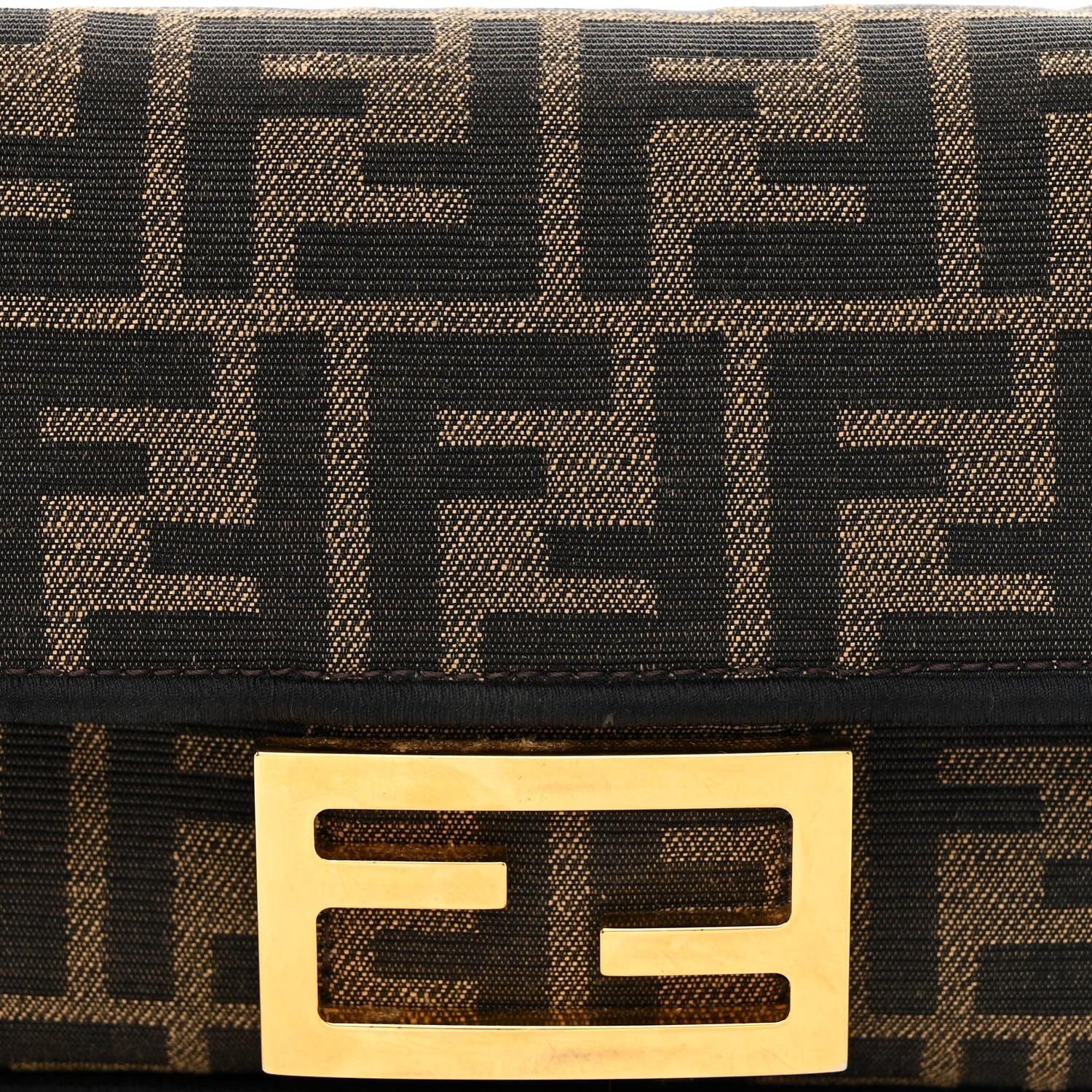 Fendi Fabric Jacquard FF 1974 Mini Baguette Tobacco Moro Black 8 of 13