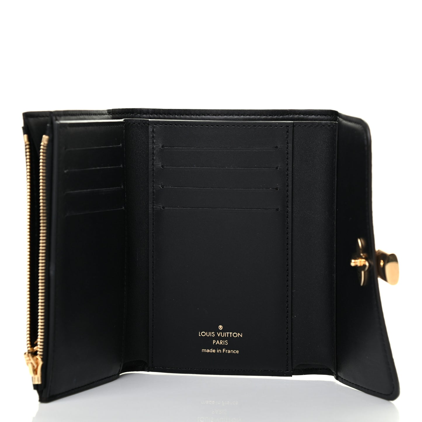 Monogram Flower Lock Compact Wallet Black