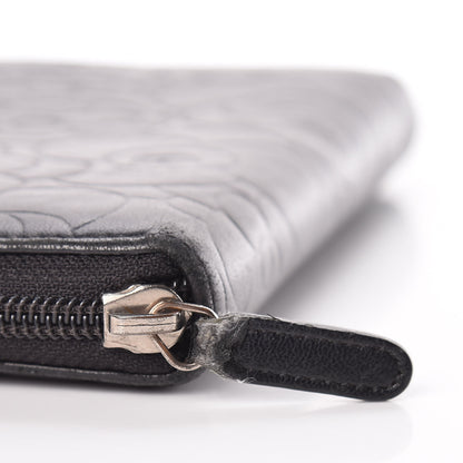 Chanel Lambskin Camellia Embossed Large Zip Around Gusset Wallet Black 13 of 14