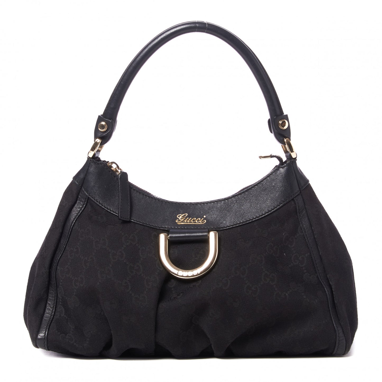 Monogram Medium D Gold Ring Hobo Black