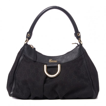 Gucci Monogram Medium D Gold Ring Hobo Black 1 of 9
