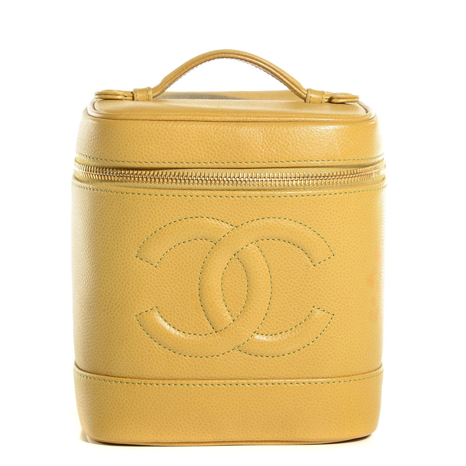 Chanel Caviar Vanity Cosmetic Case Yellow 1 of 9