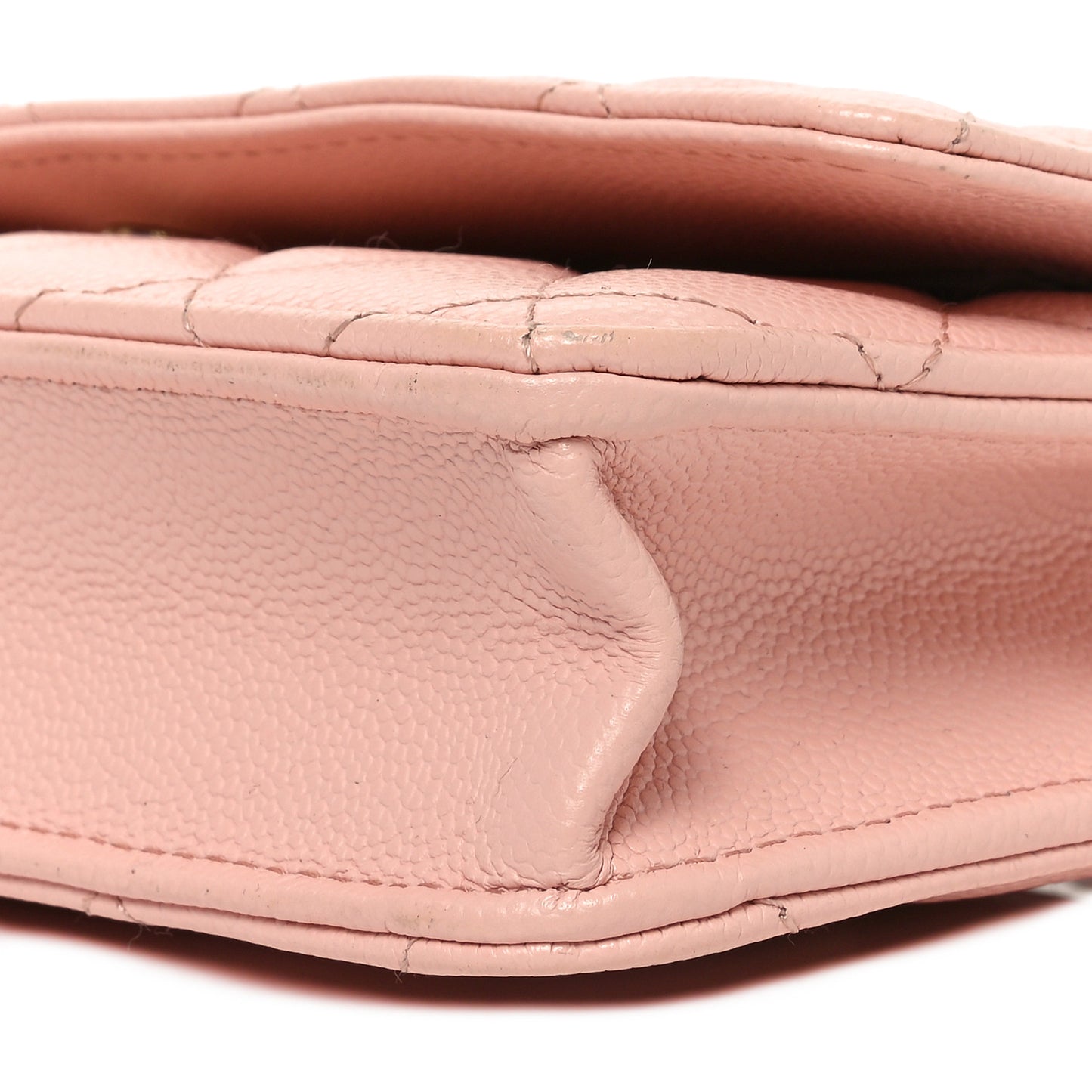 Caviar Quilted Wallet on Chain WOC Light Pink