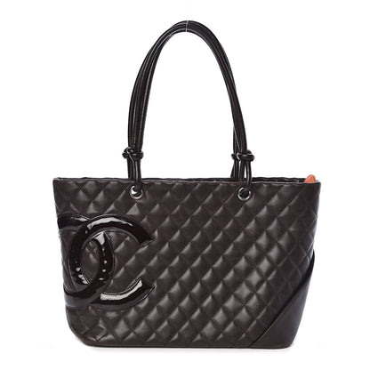 Chanel Calfskin Quilted Large Cambon Tote Brown 1 of 15
