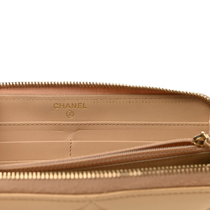 Chanel Shiny Goatskin Quilted 19 Long Zipped Around Wallet Beige 6 of 10