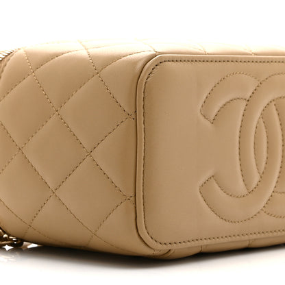 Chanel Lambskin Quilted Pearl Crush Small Vanity Case With Chain Beige 9 of 10