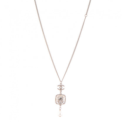Chanel Crystal Baguette Pearl CC Necklace Silver 1 of 6