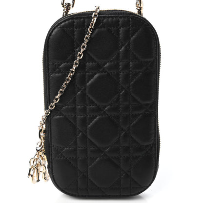 Christian Dior Lambskin Cannage Lady Dior Phone Holder Black 10 of 10