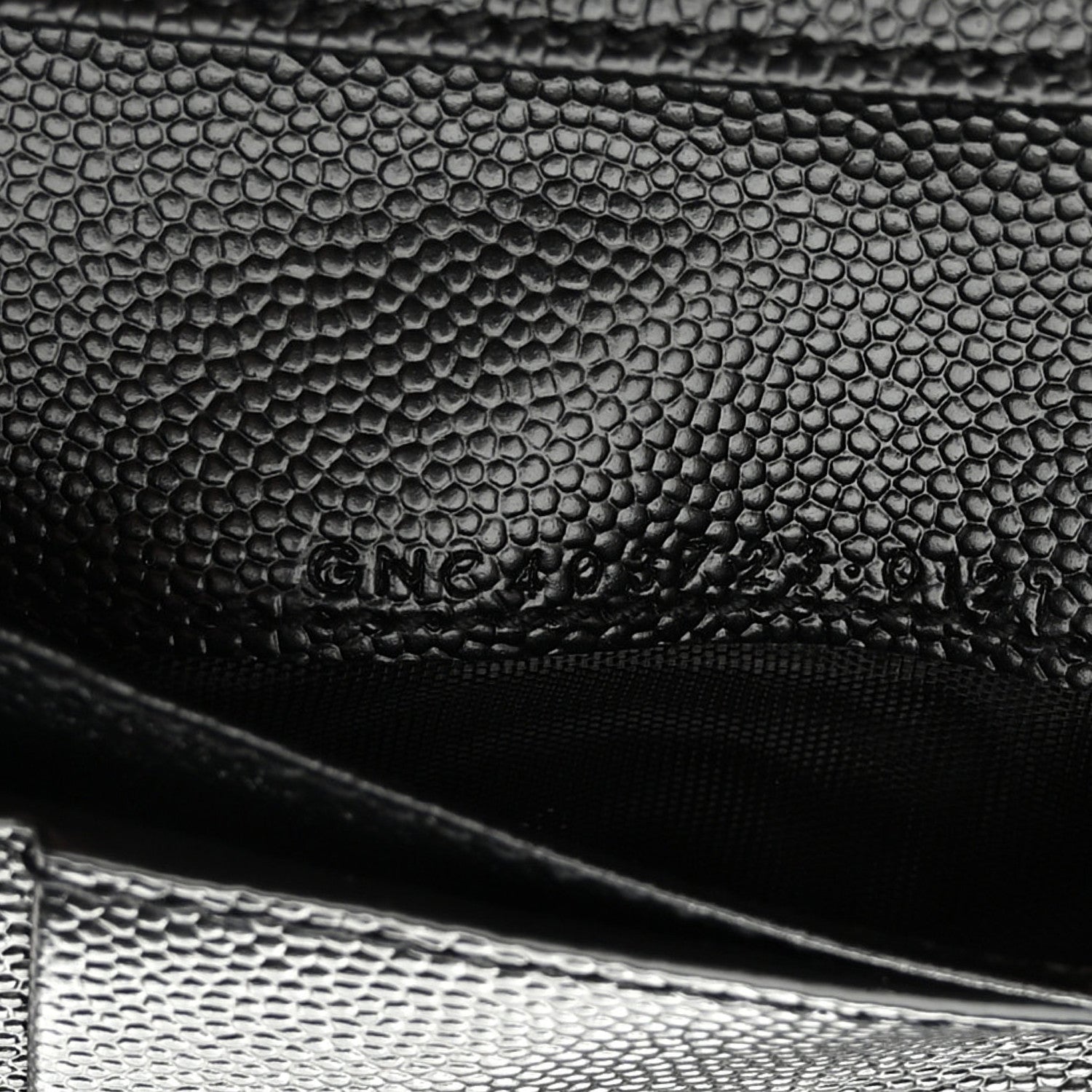 Saint Laurent Grain De Poudre Matelasse Chevron Monogram Compact Zip Around Wallet Black 8 of 8