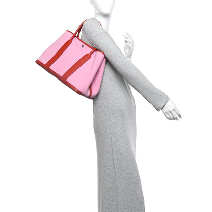 Hermes Toile Militaire Vache Country Garden Party Tote 36 Bubblegum Rouge Duchesse 2 of 9