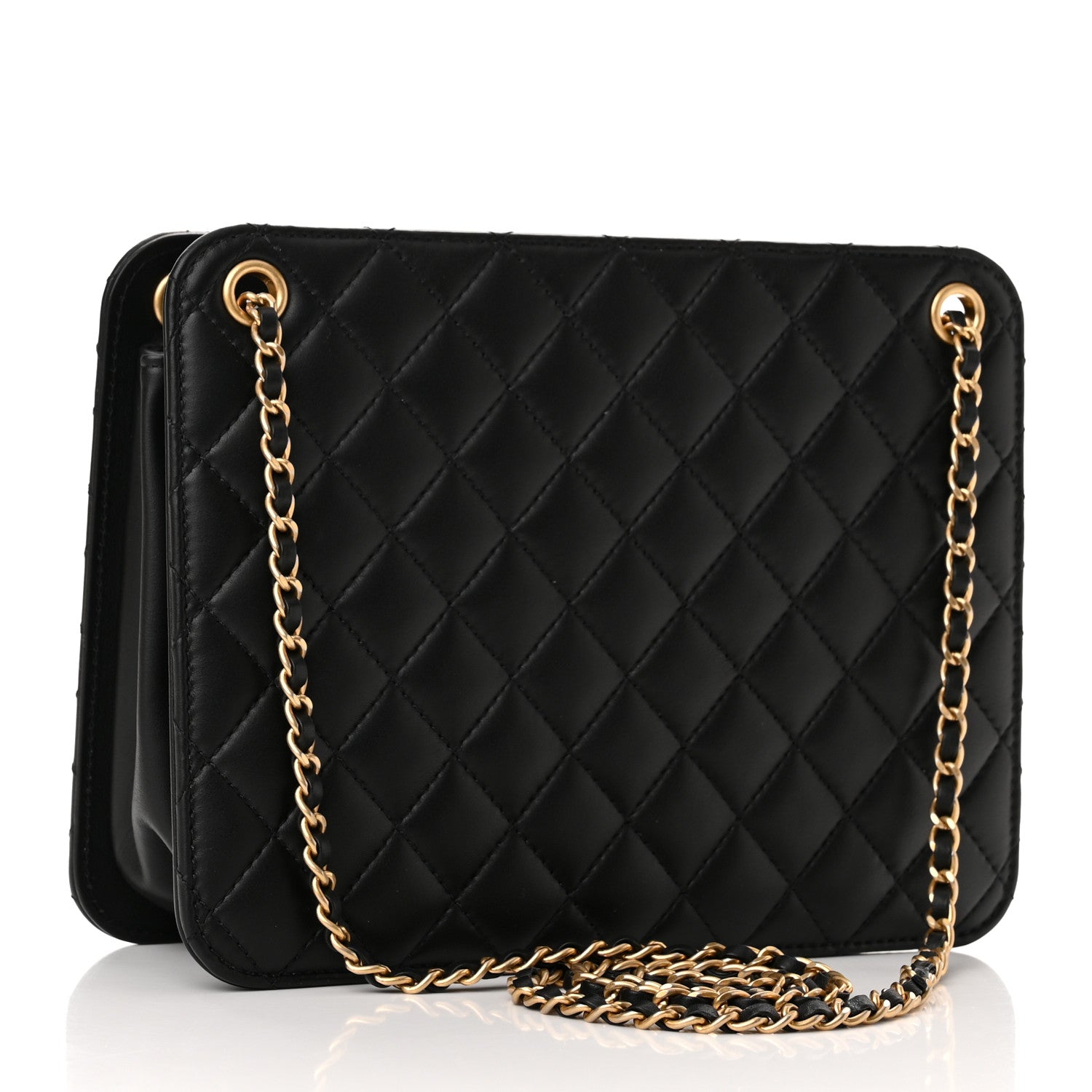 Chanel Calfskin Quilted CC Chain Accordion Tote Black 2 of 10