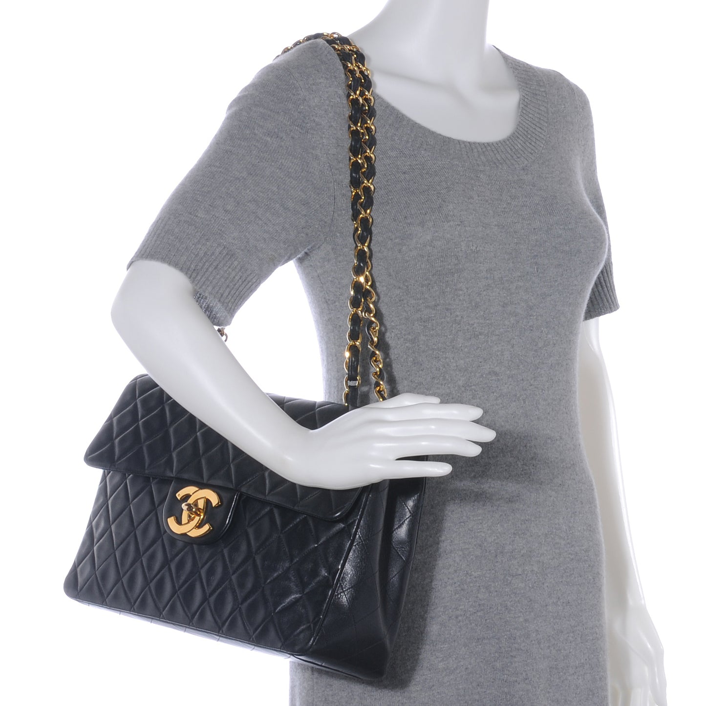 Lambskin XL Jumbo Flap Black