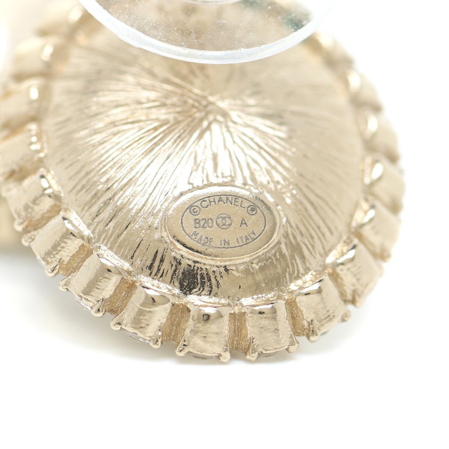 Pearl Crystal Oval CC Earrings Gold