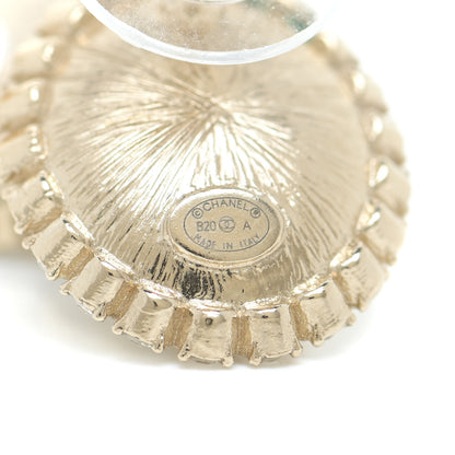 Chanel Pearl Crystal Oval CC Earrings Gold 4 of 5