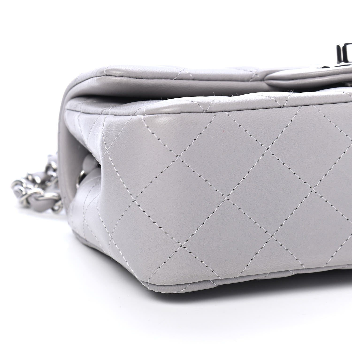 Chanel Lambskin Quilted Mini Rectangular Flap Grey 8 of 9