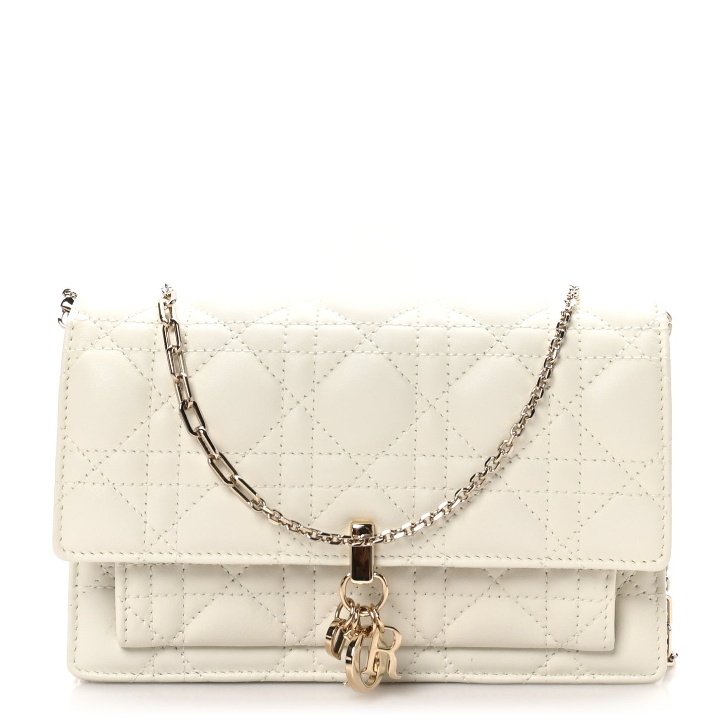 Lambskin Cannage Chain My Dior Daily Chain Pouch Latte